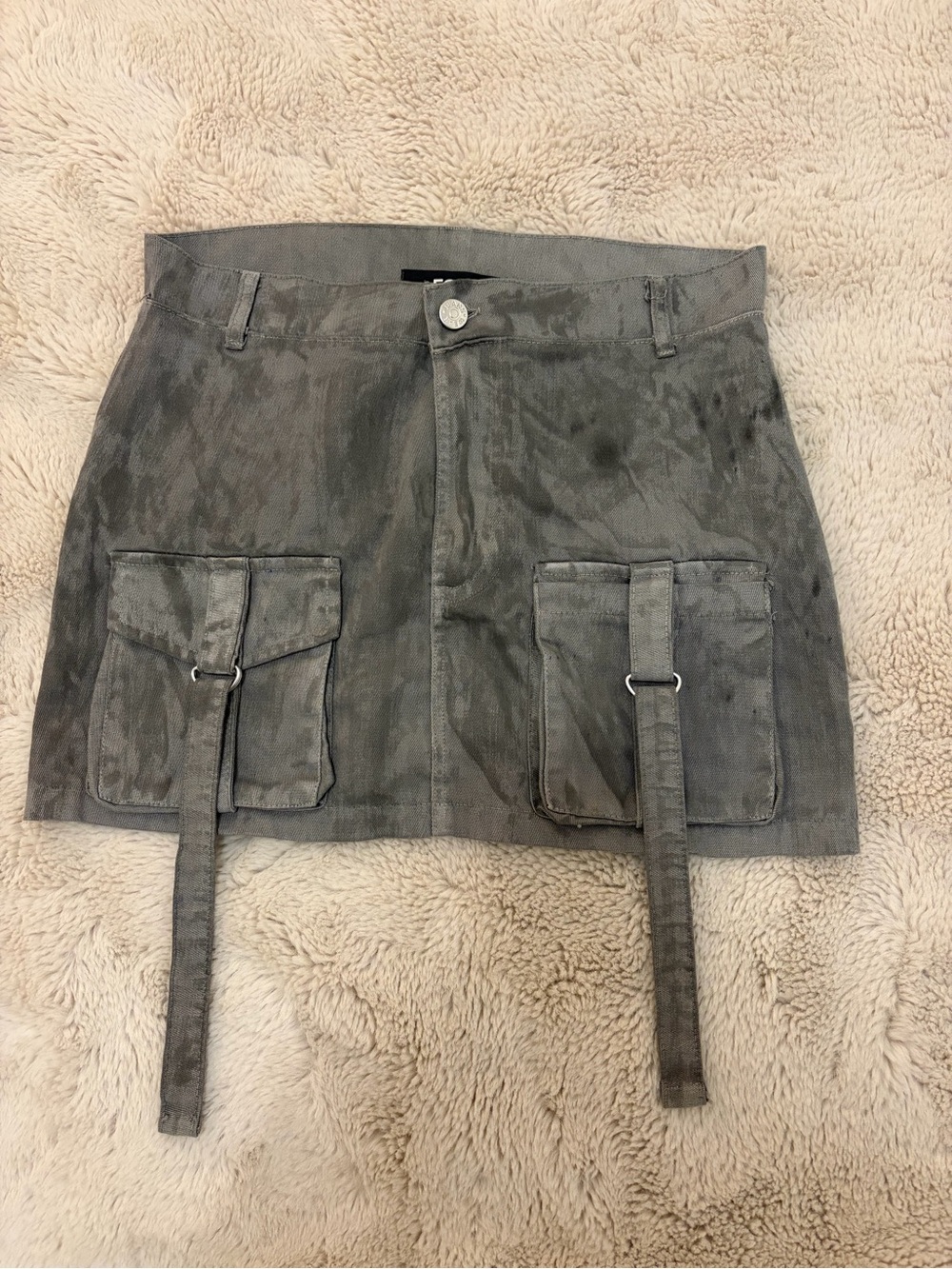 Utility Cargo Mini Skirt in Gray